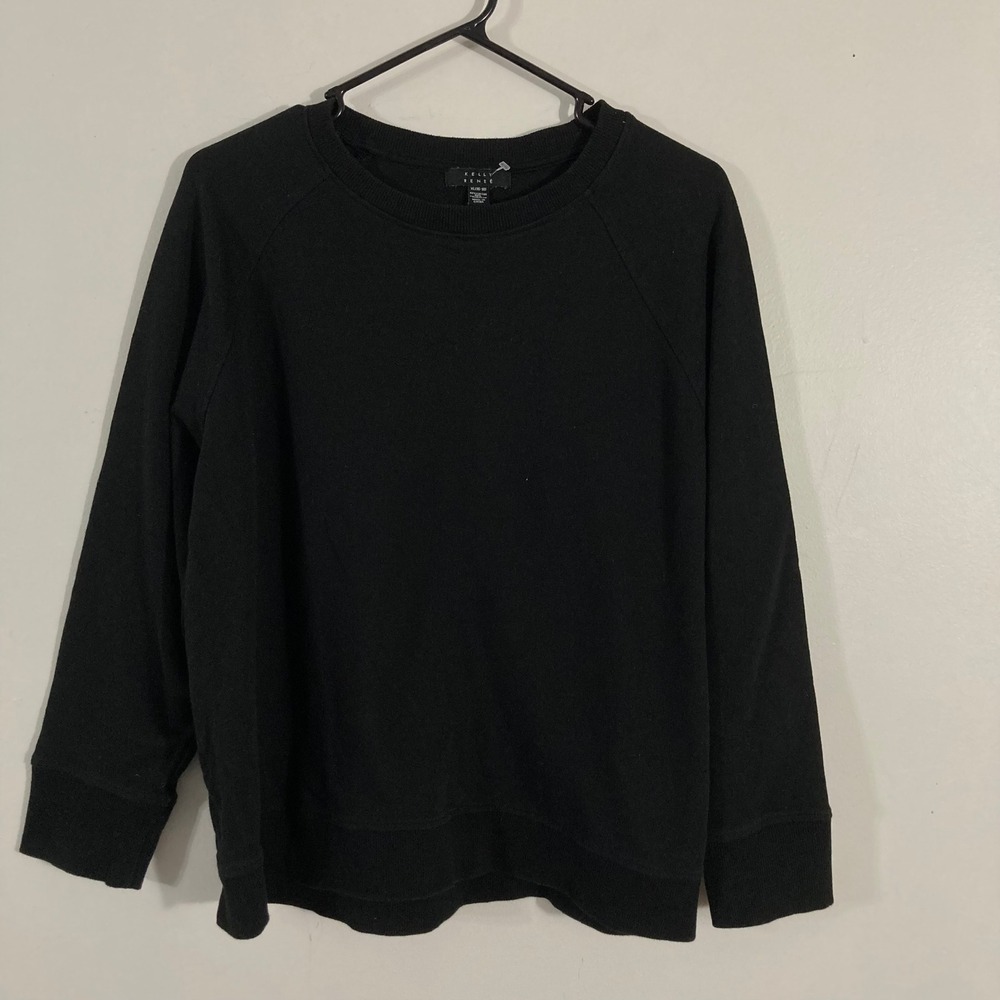 Kelly Renee Sweatshirt Womens XL Black  Raglan Crewneck Fleece Pullover
